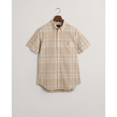 REG COTTON LINEN CHECK SS SHIRT