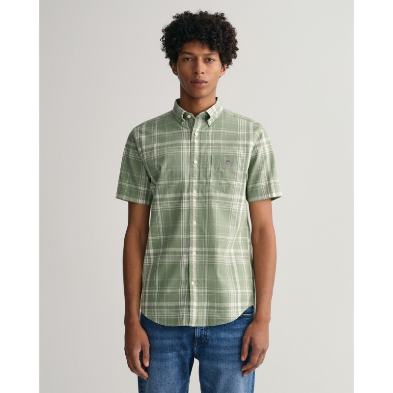 REG COTTON LINEN CHECK SS SHIRT