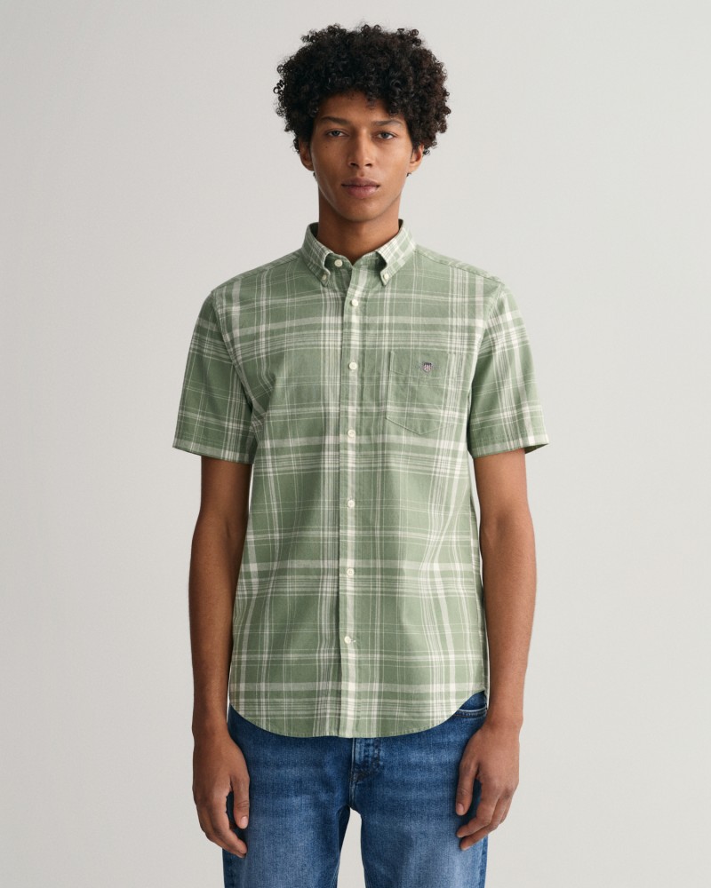 REG COTTON LINEN CHECK SS SHIRT