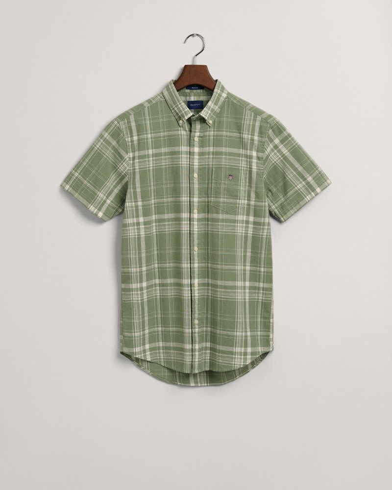 REG COTTON LINEN CHECK SS SHIRT