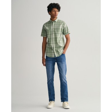 REG COTTON LINEN CHECK SS SHIRT