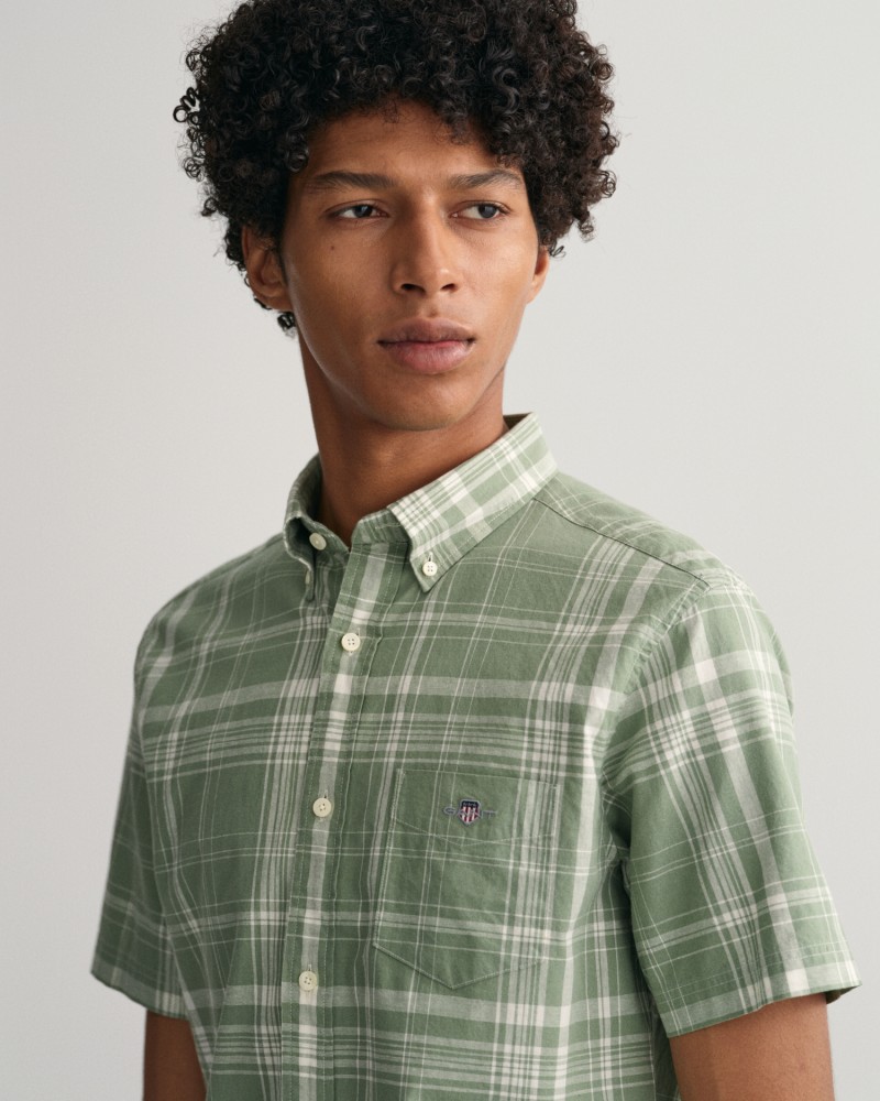 REG COTTON LINEN CHECK SS SHIRT