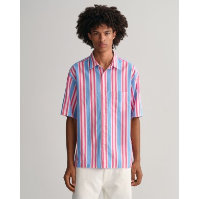 REL COTTON LINEN STRIPE SS SHIRT