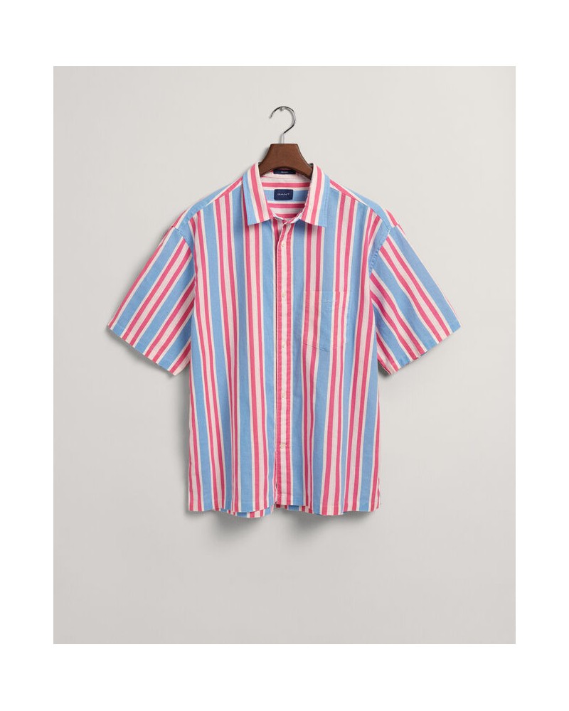 REL COTTON LINEN STRIPE SS SHIRT