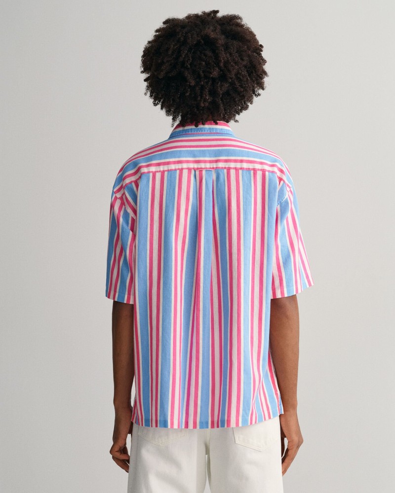 REL COTTON LINEN STRIPE SS SHIRT