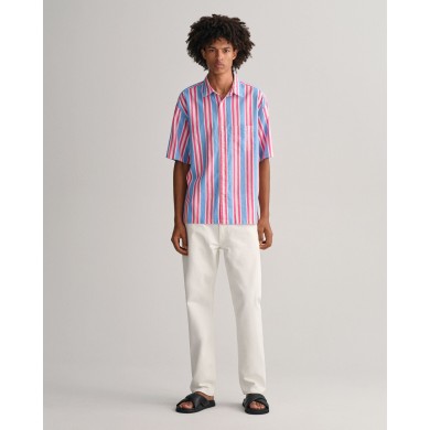 REL COTTON LINEN STRIPE SS SHIRT