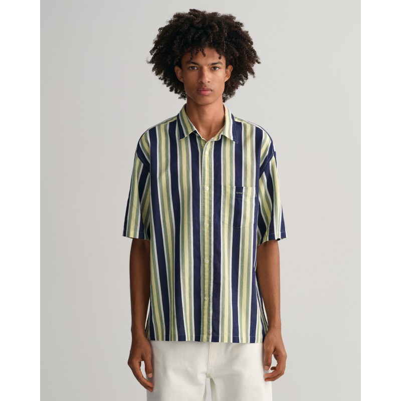 REL COTTON LINEN STRIPE SS SHIRT