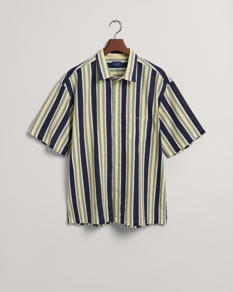 REL COTTON LINEN STRIPE SS SHIRT