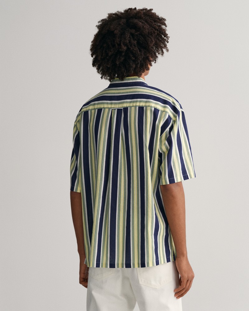 REL COTTON LINEN STRIPE SS SHIRT