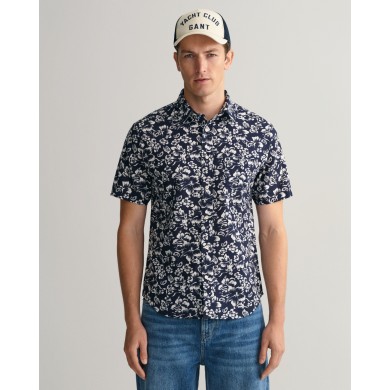 REG FLORAL COTTON LINEN SS SHIRT