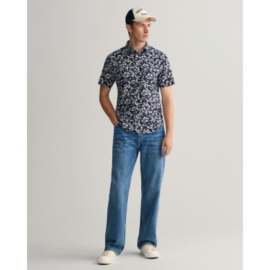 REG FLORAL COTTON LINEN SS SHIRT