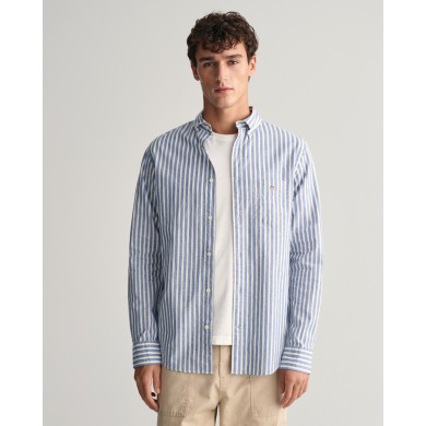 REG COTTON LINEN STRIPE SHIRT