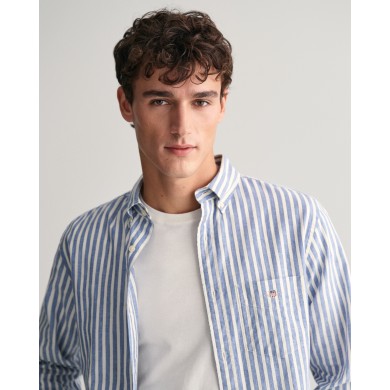 REG COTTON LINEN STRIPE SHIRT