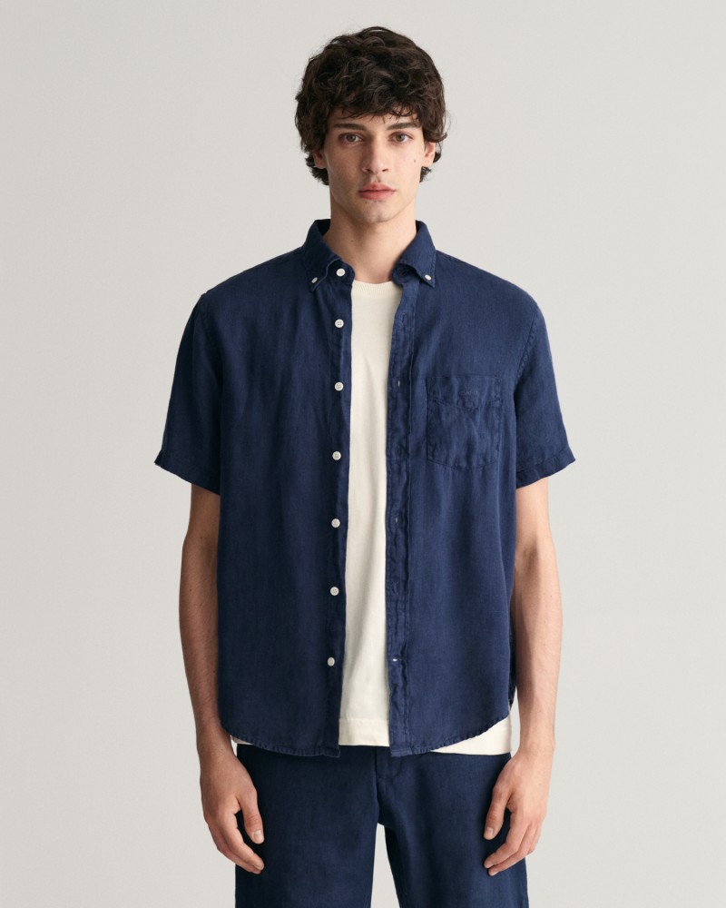 REG GMNT DYED LINEN SS SHIRT