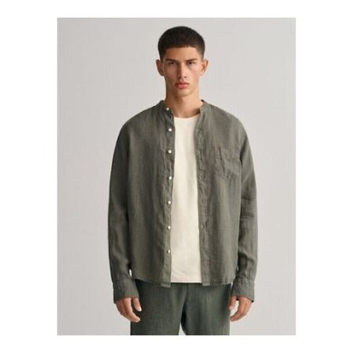 REG GMNT DYED LINEN BAND SHIRT