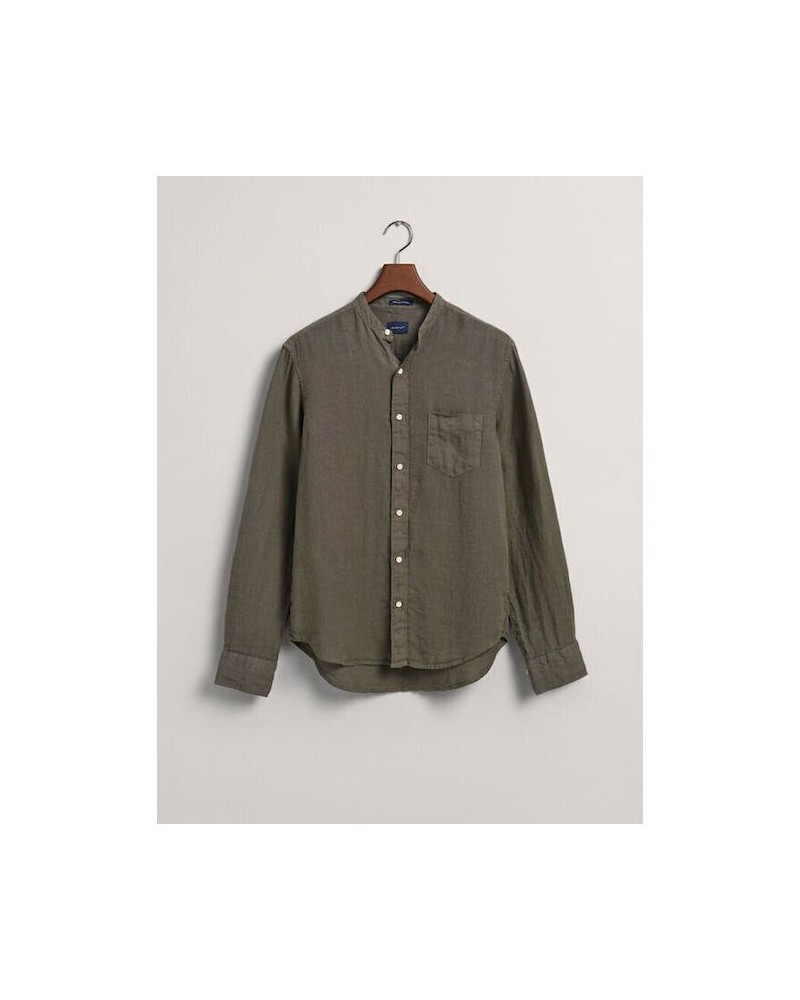 REG GMNT DYED LINEN BAND SHIRT