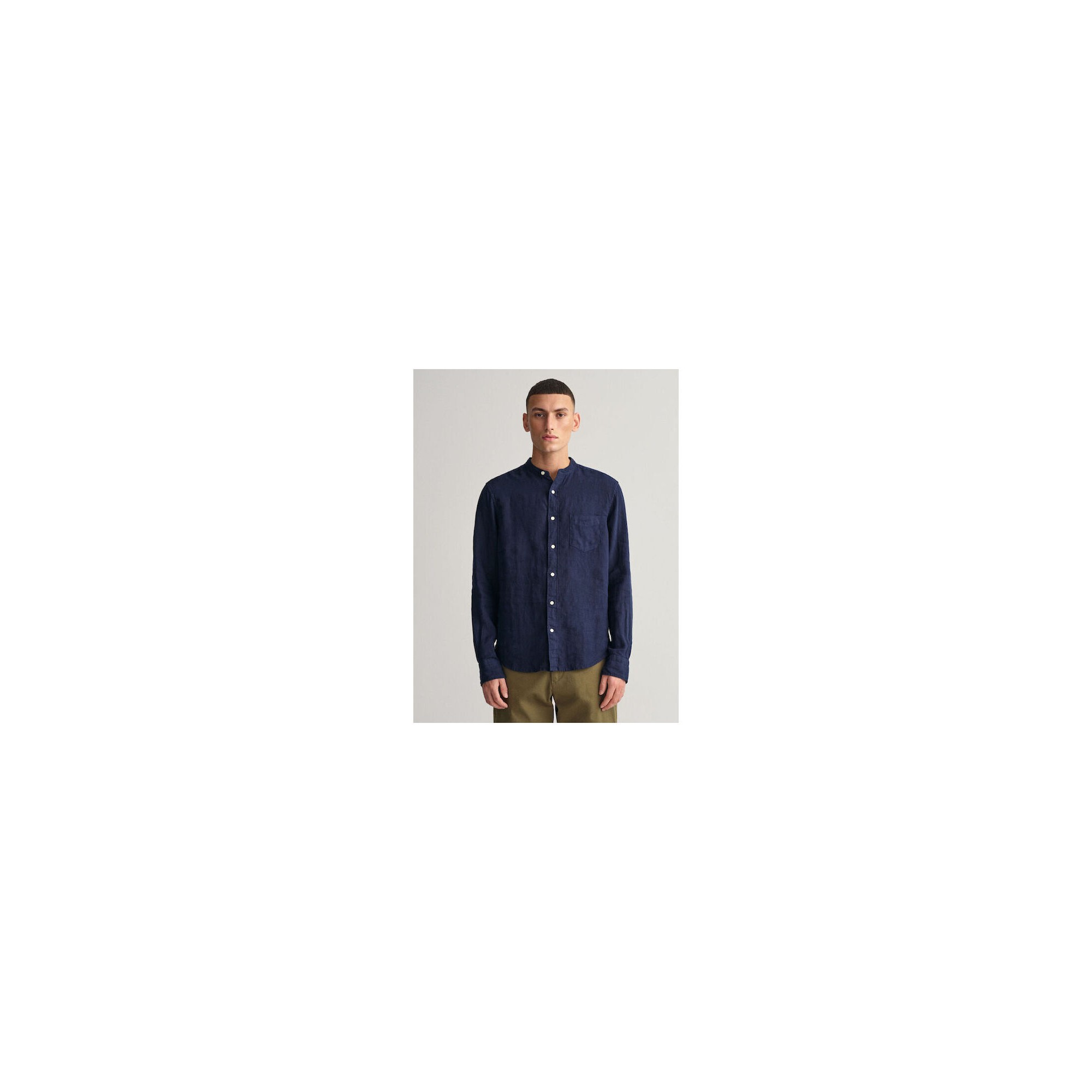 REG GMNT DYED LINEN BAND SHIRT