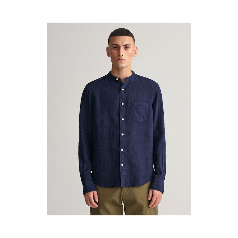 REG GMNT DYED LINEN BAND SHIRT