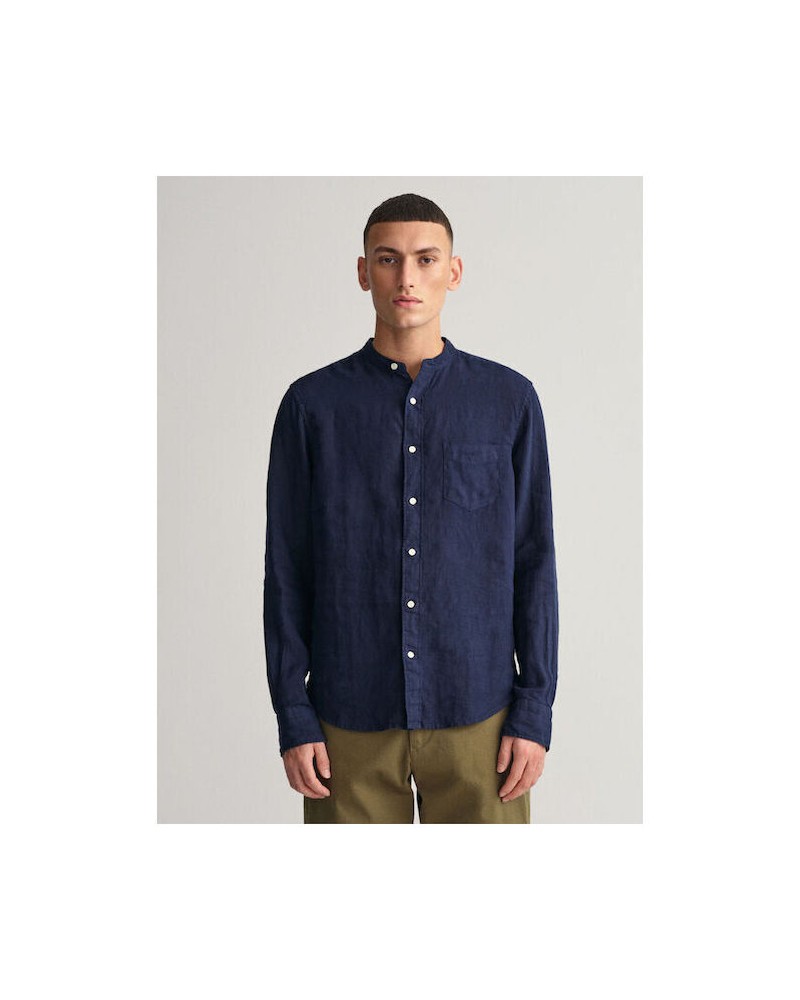 REG GMNT DYED LINEN BAND SHIRT