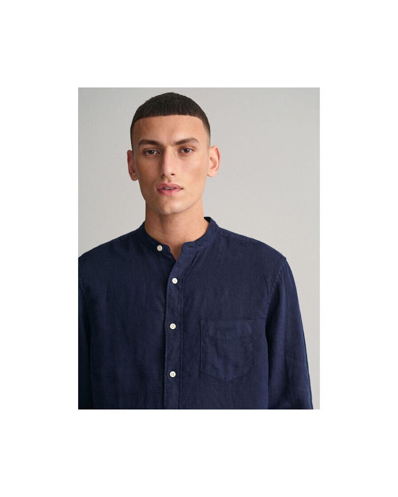 REG GMNT DYED LINEN BAND SHIRT