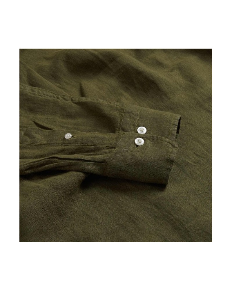 REG GMNT DYED LINEN BAND SHIRT