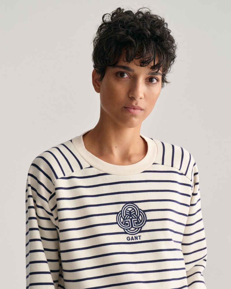 STRIPED MONOGRAM C-NECK SWEAT