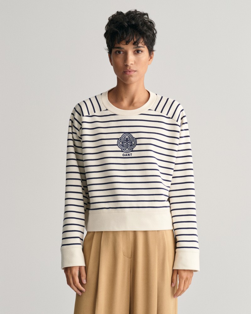 STRIPED MONOGRAM C-NECK SWEAT