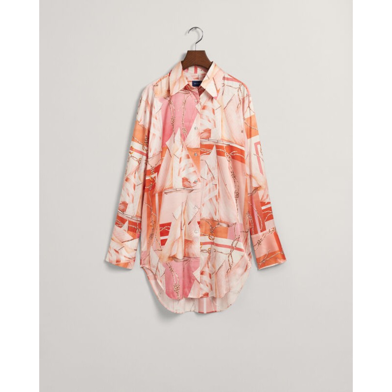 RELAXED SAILING PRINT SILK SHIRT