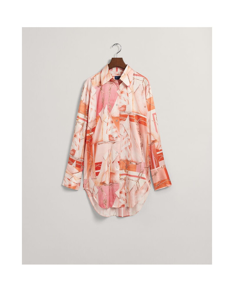 RELAXED SAILING PRINT SILK SHIRT