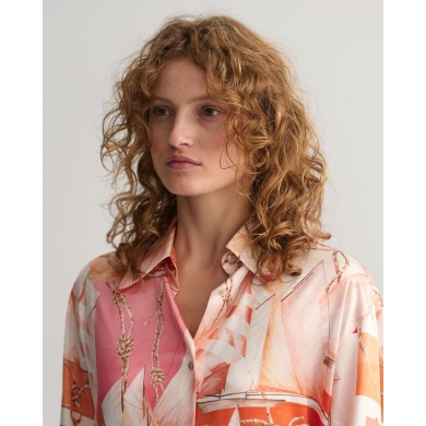 RELAXED SAILING PRINT SILK SHIRT