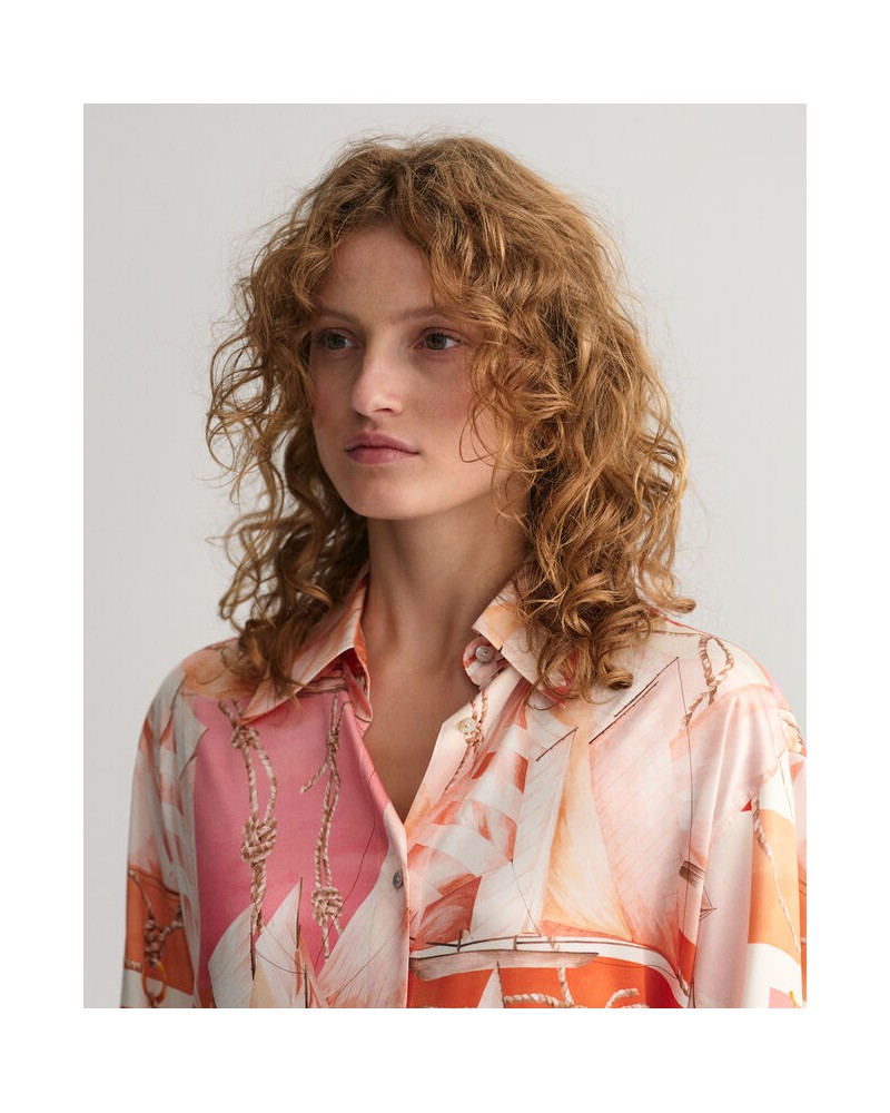 RELAXED SAILING PRINT SILK SHIRT