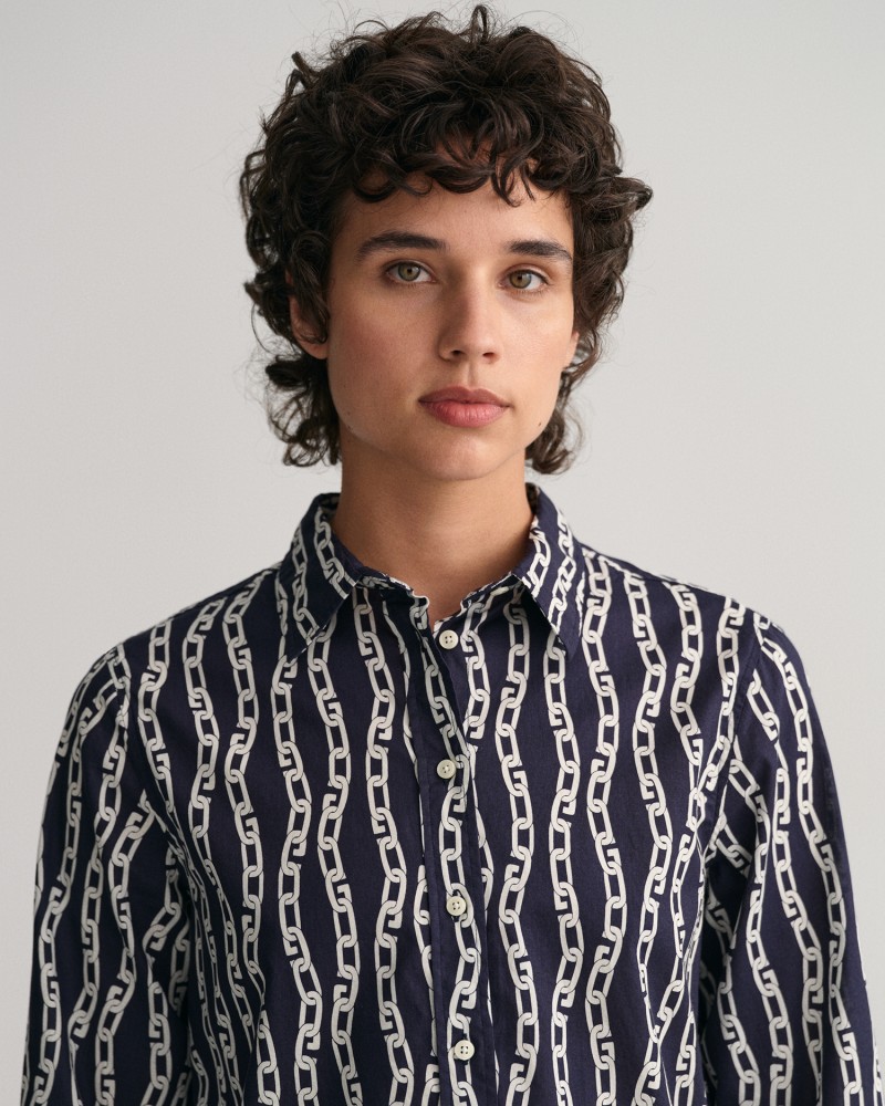 REG CHAIN PRINT COTTON VOILE SHIRT