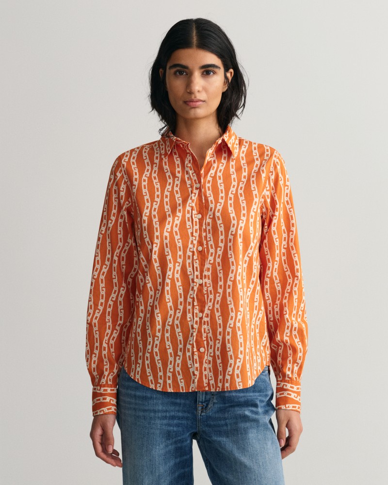 REG CHAIN PRINT COTTON VOILE SHIRT