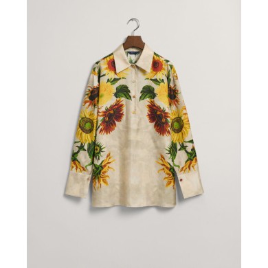 REL SUNFLOWER PRINT SILK POPOVER