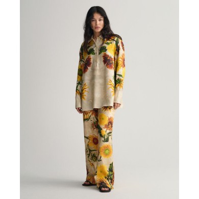 REL SUNFLOWER PRINT SILK POPOVER