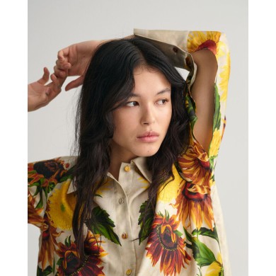 REL SUNFLOWER PRINT SILK POPOVER