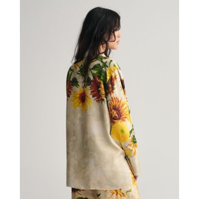 REL SUNFLOWER PRINT SILK POPOVER