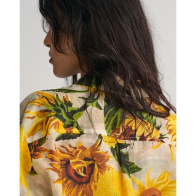 REL COT SILK SUNFLOWER PRINT SHIRT