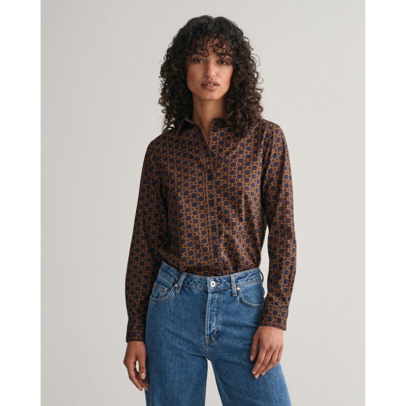 REG GEOMETRIC COT VOILE SHIRT