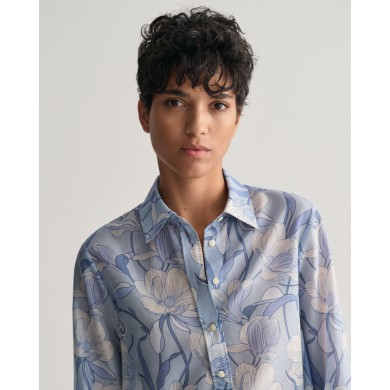 REG MAGNOLIA PRINT COT SILK SHIRT