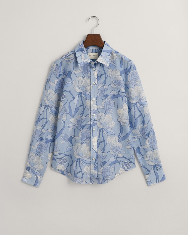 REG MAGNOLIA PRINT COT SILK SHIRT