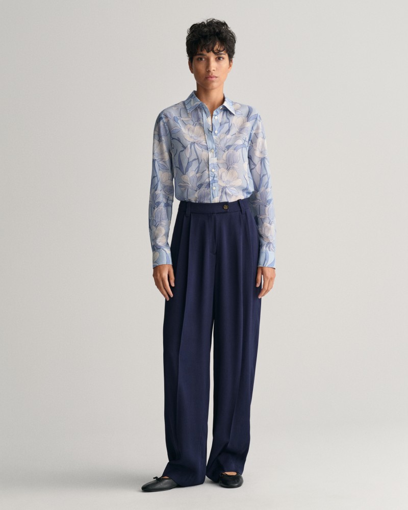 REG MAGNOLIA PRINT COT SILK SHIRT