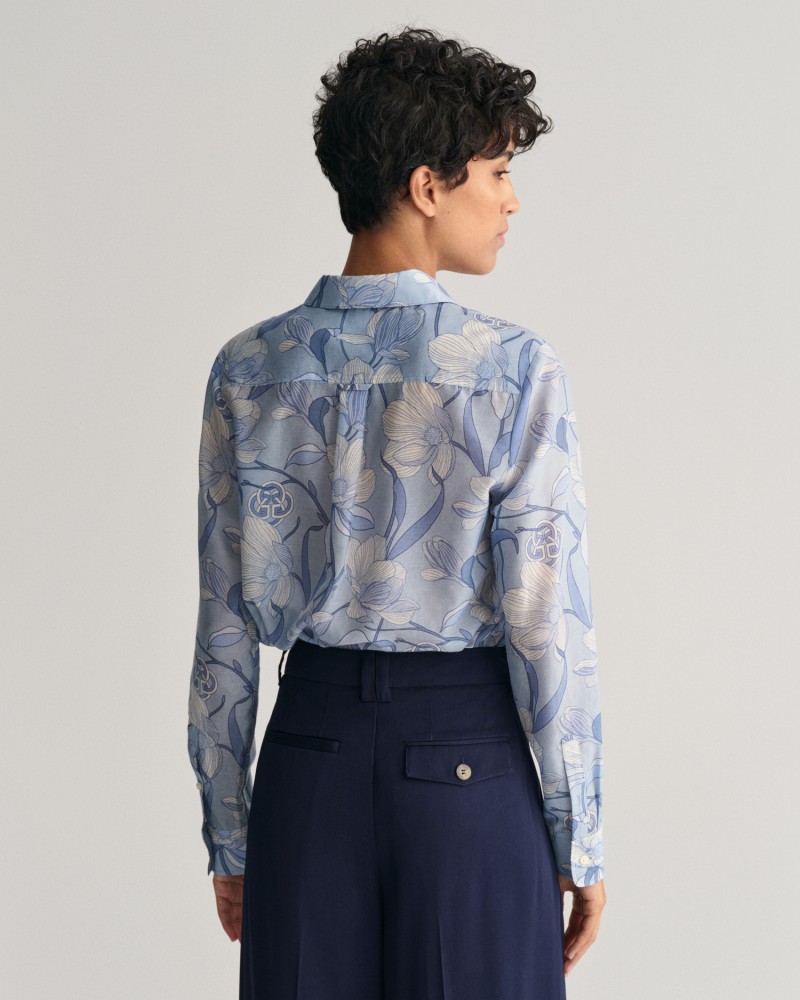 REG MAGNOLIA PRINT COT SILK SHIRT