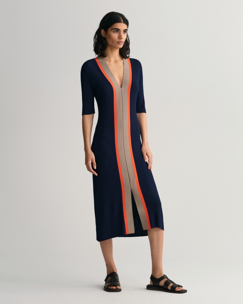 RIB V-NECK DRESS