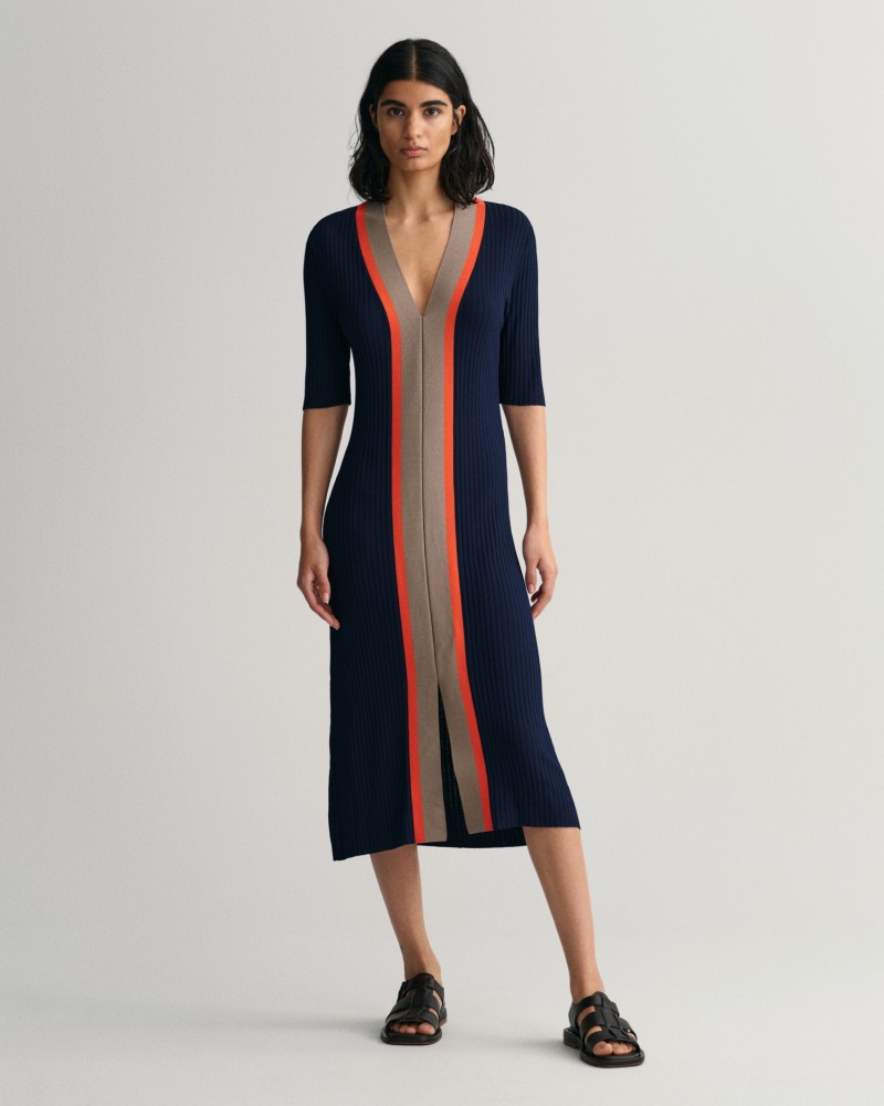 RIB V-NECK DRESS