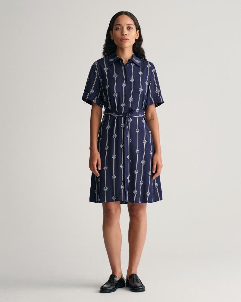 SLIM PRINTED SS SHIRT DRESS