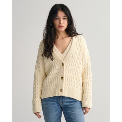 COTTON TEXTURE V-NECK CARDIGAN