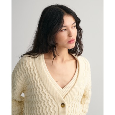 COTTON TEXTURE V-NECK CARDIGAN