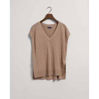 LINEN-BLEND V-NECK VEST