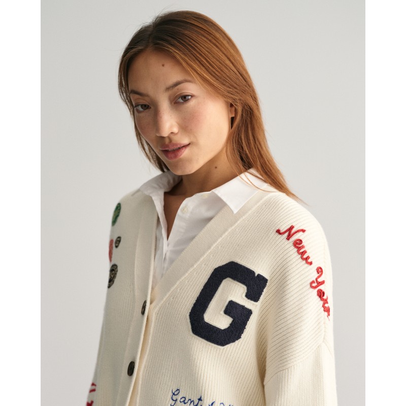 GANT VARSITY CROPPED CARDIGAN